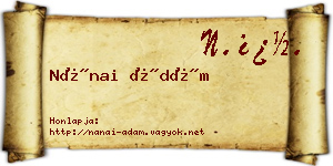 Nánai Ádám névjegykártya