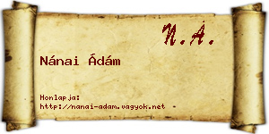 Nánai Ádám névjegykártya